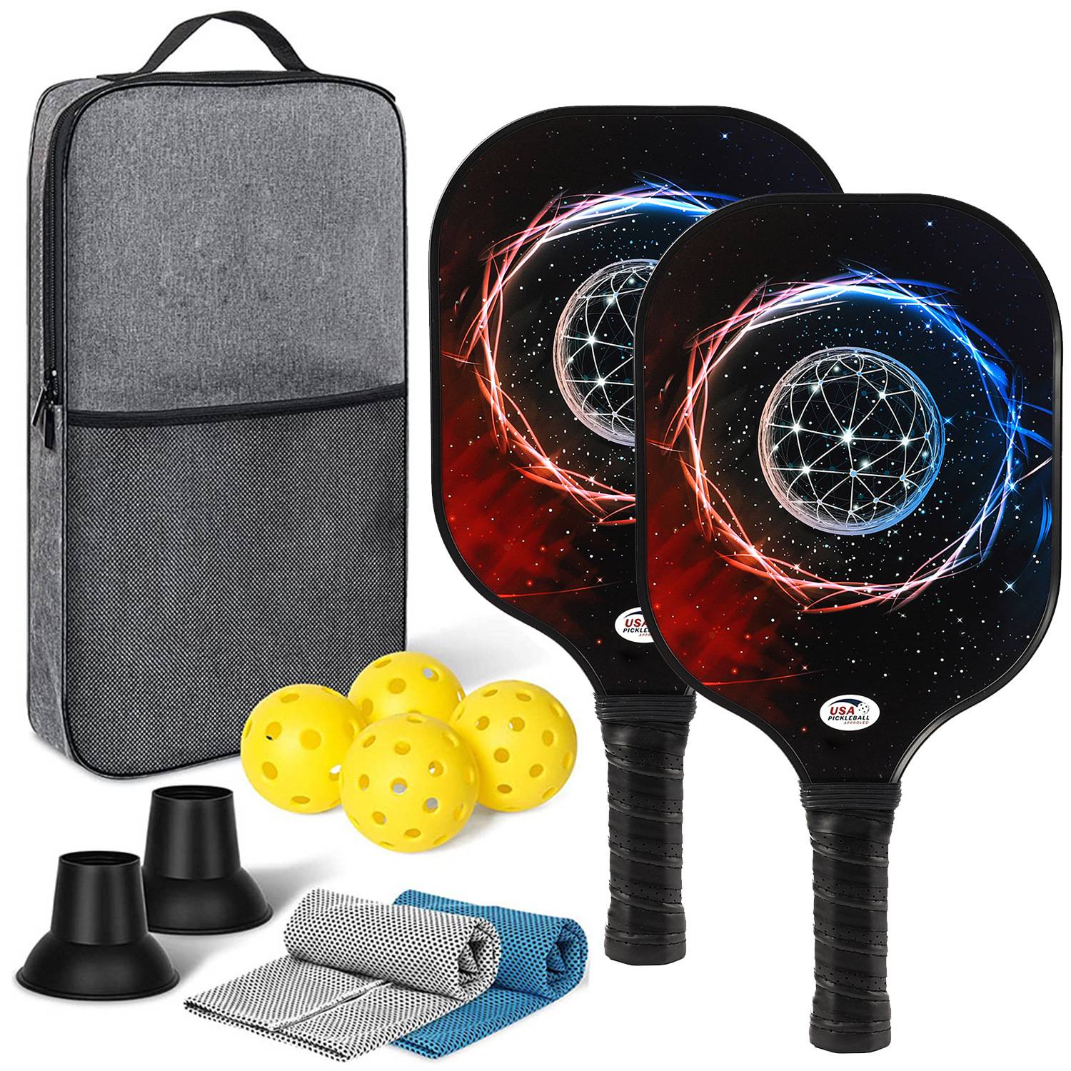[Ultra-Light match-level carbon fiber-6] Double-shot+4 ball+backpack+two sweat towels+two pickups